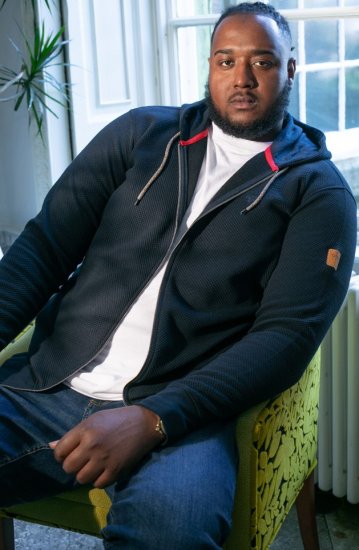 D555 IRVIN Full Zip Jacquard Hoody With Chest Embroidery Navy - Mikiny & mikiny bez kapucne - Mikiny & Mikiny s Kapucňou 2XL-12XL