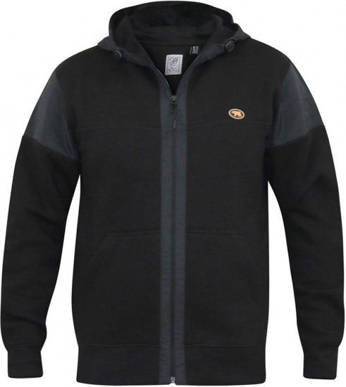 D555 DEAN Couture Zip Through Hoody With Woven Contrast Fabric Trim Black - Mikiny & mikiny bez kapucne - Mikiny & Mikiny s Kapucňou 2XL-12XL