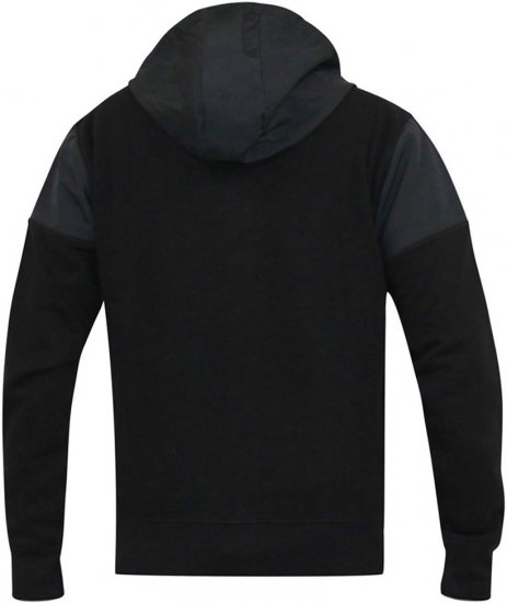 D555 DEAN Couture Zip Through Hoody With Woven Contrast Fabric Trim Black - Mikiny & mikiny bez kapucne - Mikiny & Mikiny s Kapucňou 2XL-12XL