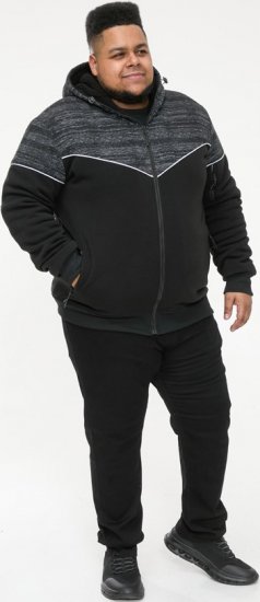 D555 HENNESSEY Zip Through Hoody With Sherpa Lining Black - Mikiny & mikiny bez kapucne - Mikiny & Mikiny s Kapucňou 2XL-12XL