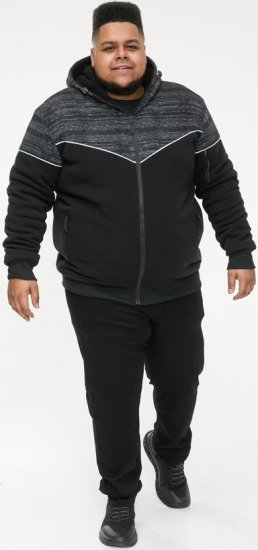 D555 HENNESSEY Zip Through Hoody With Sherpa Lining Black - Mikiny & mikiny bez kapucne - Mikiny & Mikiny s Kapucňou 2XL-12XL