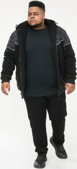 D555 HENNESSEY Zip Through Hoody With Sherpa Lining Black - Mikiny & mikiny bez kapucne - Mikiny & Mikiny s Kapucňou 2XL-12XL