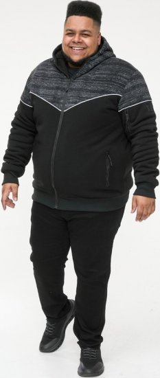 D555 HENNESSEY Zip Through Hoody With Sherpa Lining Black - Mikiny & mikiny bez kapucne - Mikiny & Mikiny s Kapucňou 2XL-12XL