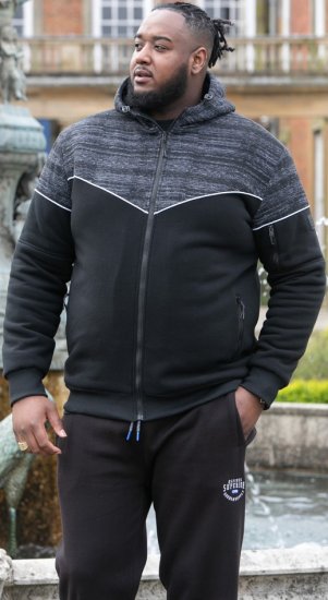D555 HENNESSEY Zip Through Hoody With Sherpa Lining Black - Mikiny & mikiny bez kapucne - Mikiny & Mikiny s Kapucňou 2XL-12XL