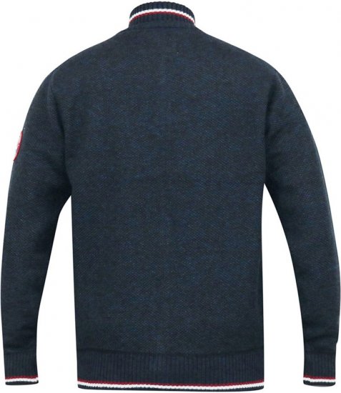 D555 ABERDARE Knitted Zip Through Sweater With Bonded Check Lining Navy Marl - Mikiny & mikiny bez kapucne - Mikiny & Mikiny s Kapucňou 2XL-12XL