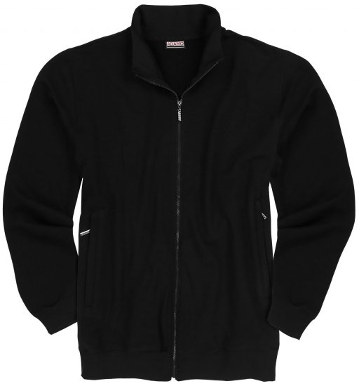 Adamo Athen Sweat Jacket with Full Zipper Black - Mikiny & mikiny bez kapucne - Mikiny & Mikiny s Kapucňou 2XL-12XL