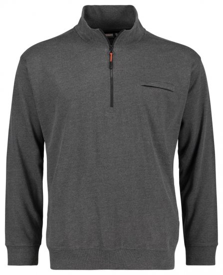 Adamo 159305 Mikina so stojačikom a zipsom Tmavosivý melír - Mikiny & mikiny bez kapucne - Mikiny & Mikiny s Kapucňou 2XL-12XL