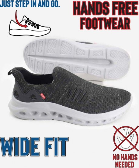 D555 Blyth 1 Kingsize Hands Free Shoes With Knitted Top Black - Pánske topánky 40-52 - 