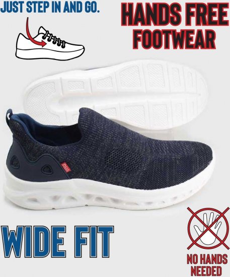 D555 Blyth 2 Kingsize Hands Free Shoes With Knitted Top Navy - Pánske topánky 40-52 - 