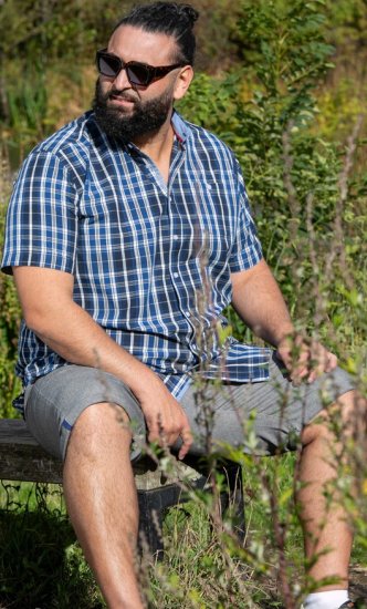 D555 Walsall Button Down Collar Short Sleeve Shirt Navy Shirt - Košele - Košele 2XL-10XL