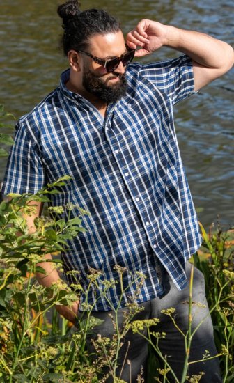 D555 Walsall Button Down Collar Short Sleeve Shirt Navy Shirt - Košele - Košele 2XL-10XL