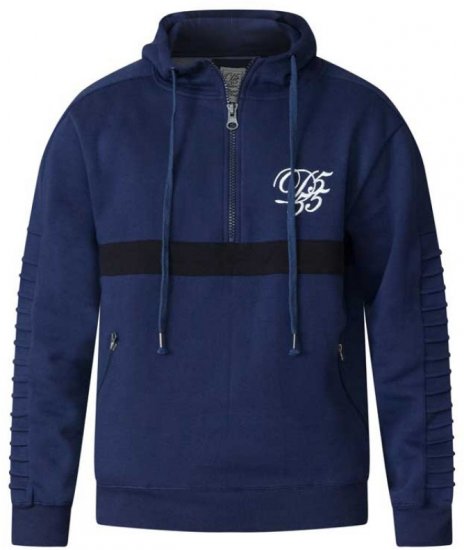 D555 Sergio Half Zip Hoodie Navy - Mikiny & mikiny bez kapucne - Mikiny & Mikiny s Kapucňou 2XL-12XL