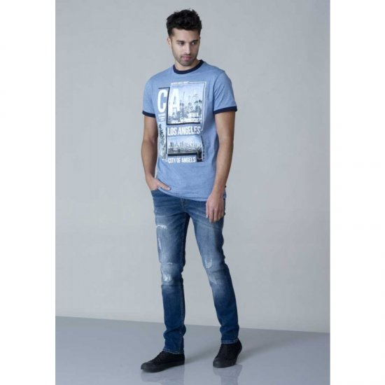 D555 Howie Fine Stripe T-shirt Blue - Tričká - Nadrozmerné tričká - 2XL-14XL