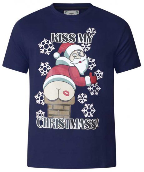 D555 Naughty X-mas T-shirt Navy - Tričká - Nadrozmerné tričká - 2XL-14XL