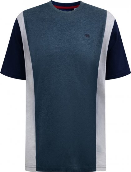 D555 Neath Cut And Sew Crew Neck T-Shirt Denim - Tričká - Nadrozmerné tričká - 2XL-14XL