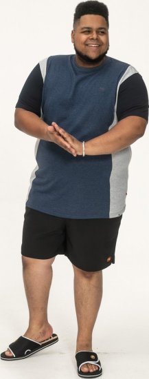 D555 Neath Cut And Sew Crew Neck T-Shirt Denim - Tričká - Nadrozmerné tričká - 2XL-14XL