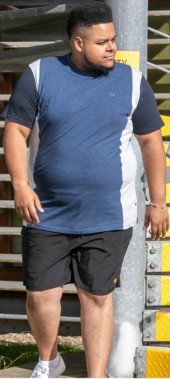 D555 Neath Cut And Sew Crew Neck T-Shirt Denim - Tričká - Nadrozmerné tričká - 2XL-14XL