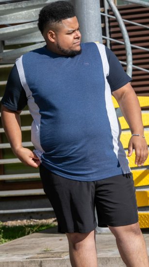 D555 Neath Cut And Sew Crew Neck T-Shirt Denim - Tričká - Nadrozmerné tričká - 2XL-14XL