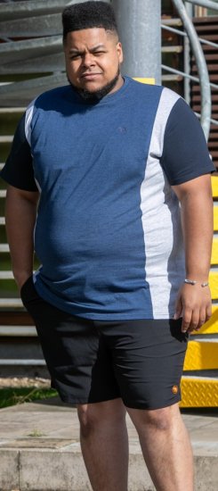 D555 Neath Cut And Sew Crew Neck T-Shirt Denim - Tričká - Nadrozmerné tričká - 2XL-14XL