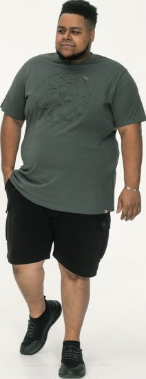 D555 Poole Circle Wave Printed Crew Neck T-shirt Khaki - Tričká - Nadrozmerné tričká - 2XL-14XL