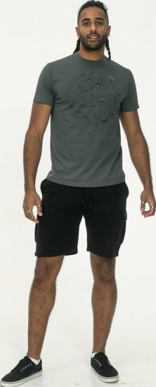 D555 Poole Circle Wave Printed Crew Neck T-shirt Khaki - Tričká - Nadrozmerné tričká - 2XL-14XL