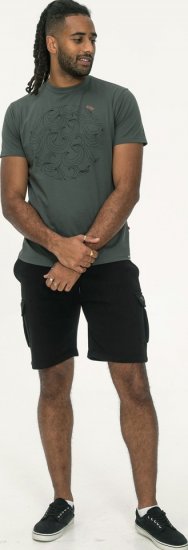 D555 Poole Circle Wave Printed Crew Neck T-shirt Khaki - Tričká - Nadrozmerné tričká - 2XL-14XL