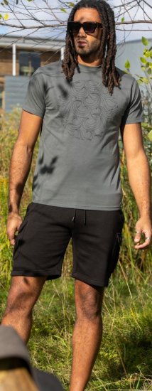 D555 Poole Circle Wave Printed Crew Neck T-shirt Khaki - Tričká - Nadrozmerné tričká - 2XL-14XL