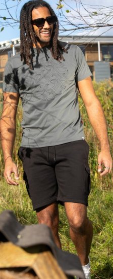 D555 Poole Circle Wave Printed Crew Neck T-shirt Khaki - Tričká - Nadrozmerné tričká - 2XL-14XL