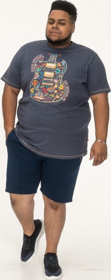 D555 Stockport Multi Coloured Guitar Printed T-Shirt Denim - Tričká - Nadrozmerné tričká - 2XL-14XL