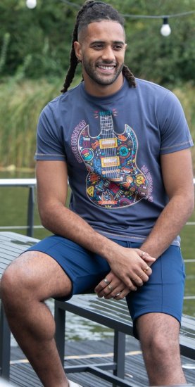 D555 Stockport Multi Coloured Guitar Printed T-Shirt Denim - Tričká - Nadrozmerné tričká - 2XL-14XL