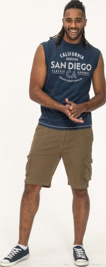 D555 Havant San Diego Printed Sleeveless T-Shirt French Navy - Tričká - Nadrozmerné tričká - 2XL-14XL