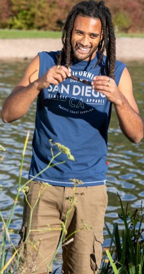 D555 Havant San Diego Printed Sleeveless T-Shirt French Navy - Tričká - Nadrozmerné tričká - 2XL-14XL