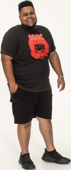 D555 Uxbridge Official ACDC Band Printed Crew Neck T-Shirt Washed Black - Tričká - Nadrozmerné tričká - 2XL-14XL