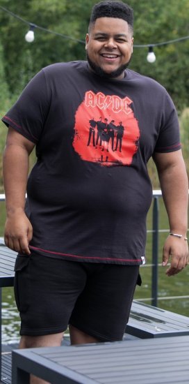 D555 Uxbridge Official ACDC Band Printed Crew Neck T-Shirt Washed Black - Tričká - Nadrozmerné tričká - 2XL-14XL