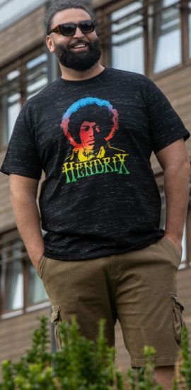 D555 Hendrix Official Jimi Hendrix Printed Crew Neck T-Shirt Black Reno - Tričká s kapelami - 