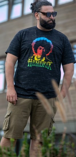 D555 Hendrix Official Jimi Hendrix Printed Crew Neck T-Shirt Black Reno - Tričká s kapelami - 