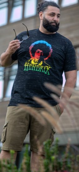 D555 Hendrix Official Jimi Hendrix Printed Crew Neck T-Shirt Black Reno - Tričká s kapelami - 