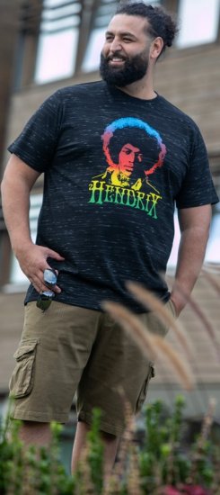 D555 Hendrix Official Jimi Hendrix Printed Crew Neck T-Shirt Black Reno - Tričká s kapelami - 