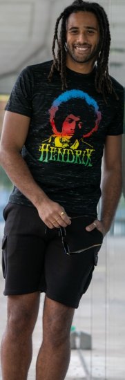 D555 Hendrix Official Jimi Hendrix Printed Crew Neck T-Shirt Black Reno - Tričká s kapelami - 
