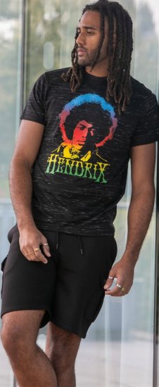 D555 Hendrix Official Jimi Hendrix Printed Crew Neck T-Shirt Black Reno - Tričká s kapelami - 