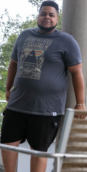 D555 HANLEY Official Pink Floyd Crew Neck T-Shirt Dark Grey - Tričká - Nadrozmerné tričká - 2XL-14XL