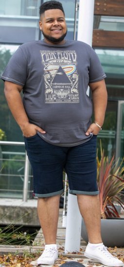D555 HANLEY Official Pink Floyd Crew Neck T-Shirt Dark Grey TALL SIZES - PÁNSKE OBLEČENIE MT-6XLT - Veľkosti pre VYSOKÝCH