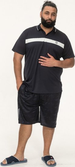 D555 Hinckley Stretch Polo With Contrast Tipping Collar Navy - Polokošele - Polokošele 2XL-8XL