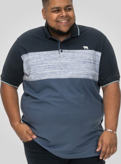 D555 Leeds Cut And Sew Polo With Jacquard Collar And Cuffs Navy - Polokošele - Polokošele 2XL-8XL