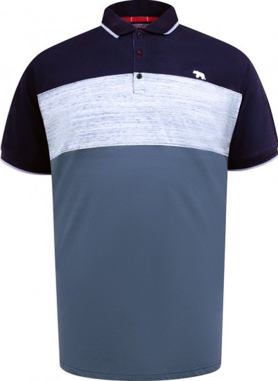 D555 Leeds Cut And Sew Polo With Jacquard Collar And Cuffs Navy - Polokošele - Polokošele 2XL-8XL