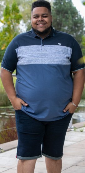 D555 Leeds Cut And Sew Polo With Jacquard Collar And Cuffs Navy - Polokošele - Polokošele 2XL-8XL