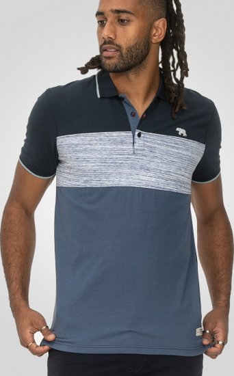 D555 Leeds Cut And Sew Polo With Jacquard Collar And Cuffs Navy - Polokošele - Polokošele 2XL-8XL