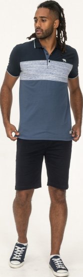 D555 Leeds Cut And Sew Polo With Jacquard Collar And Cuffs Navy - Polokošele - Polokošele 2XL-8XL
