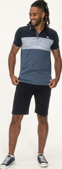 D555 Leeds Cut And Sew Polo With Jacquard Collar And Cuffs Navy - Polokošele - Polokošele 2XL-8XL
