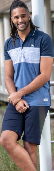 D555 Leeds Cut And Sew Polo With Jacquard Collar And Cuffs Navy - Polokošele - Polokošele 2XL-8XL
